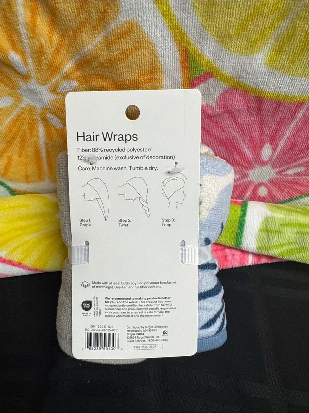 Room Essentials Colorblock and Gray Terry Hair Wraps